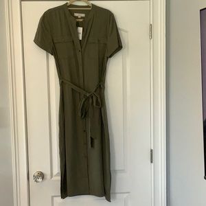Loft button front cargo inspired dress